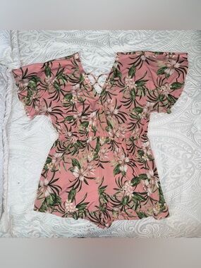 VENUS Pink Tropical Floral Short Romper
